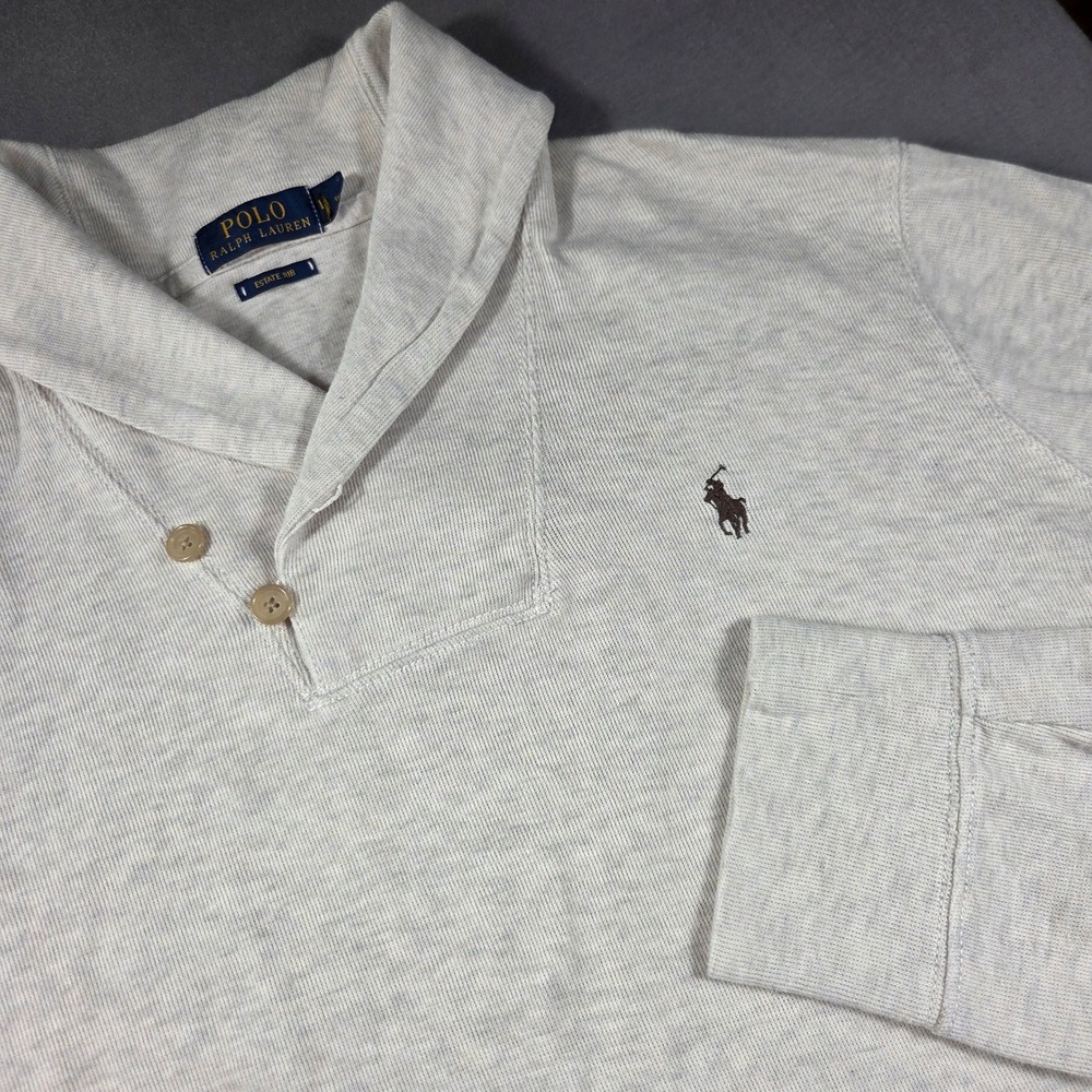 Polo Ralph Lauren Estate Rib Shawl Collar Pullover Oatmeal Heather Mens Large